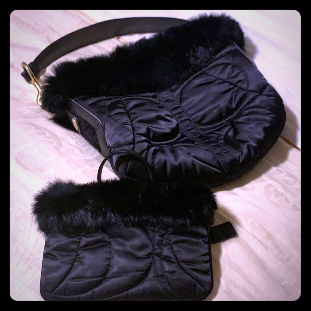 Authentic Coach fur lined bag and bonus wristlet